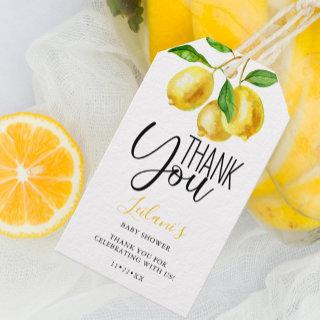 Lemon Watercolor Baby Shower Thank You Gift Tags