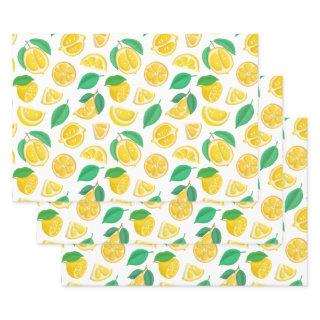 Lemons and Leaves on White  Sheets