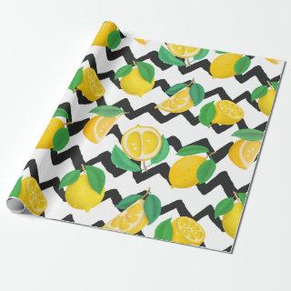Lemons and Leaves with Black Chevron
