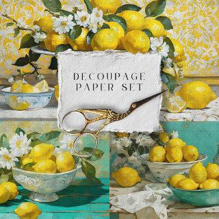 Lemons Elegant Rustic Vintage Texture Decoupage  Sheets