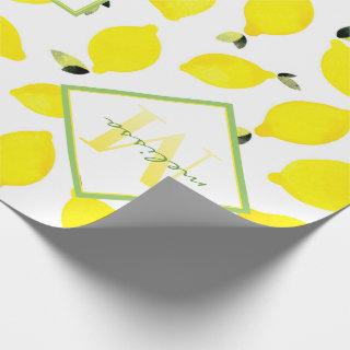 Lemons Ombre Monogram in Bright Yellow Green White