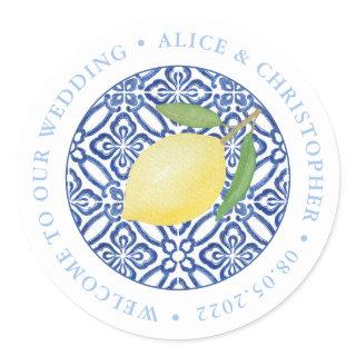 Lemons Positano Welcome To Our Wedding Out Of Town Classic Round Sticker