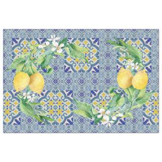 Lemons Vintage Farmhouse Blue n White Decoupage Tissue Paper