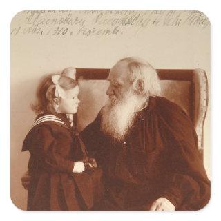 Leon Tolstoy with his granddaughter, Tatiana Square Sticker