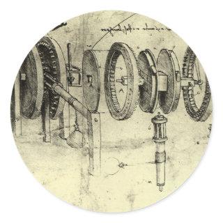 Leonardo da Vinci's Engineering Sketch of a Wheel Classic Round Sticker