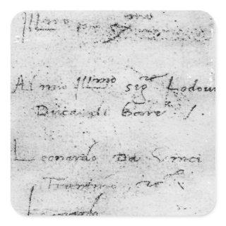 Leonardo da Vinci's handwriting Square Sticker