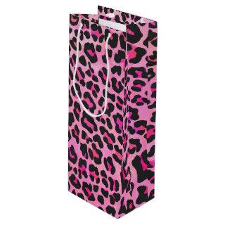 Leopard Black and Hot Pink Print Wine Gift Bag
