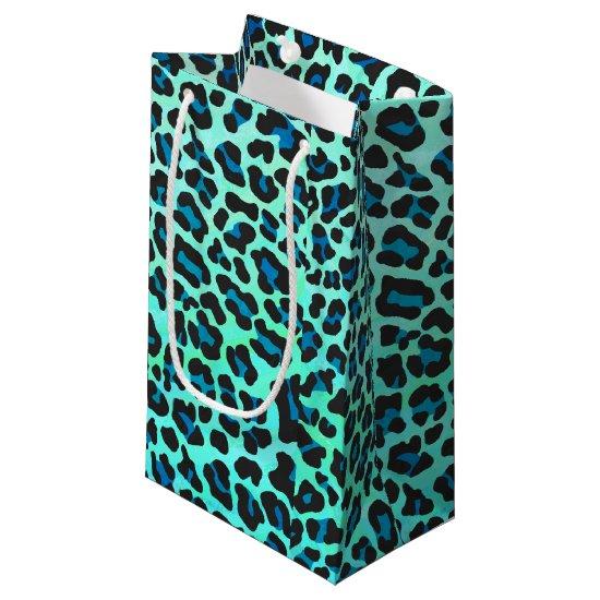 Leopard Black and Teal Print Small Gift Bag