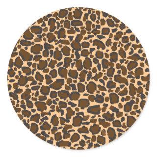 leopard design classic round sticker