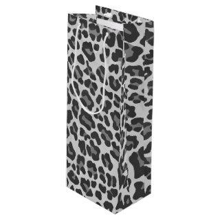 Leopard Gray and Light Gray Print Wine Gift Bag
