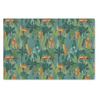 Leopard Jungle Pattern Green Background Tissue Paper