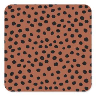 Leopard Print Dots Rust Terracotta Cheetah Spots Square Sticker