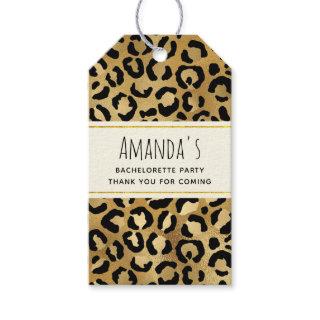 Leopard Print Pattern on Gold Bachelorette Party Gift Tags