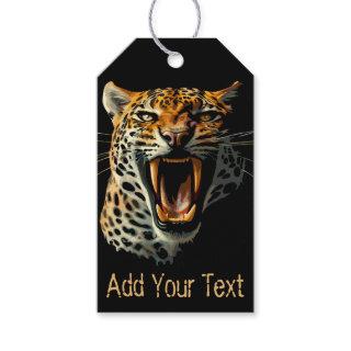 Leopard roaring attack head gift tags