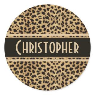 Leopard Spots Pattern Classic Round Sticker