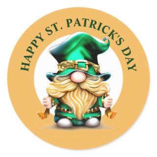 Leprechaun gnome Happy St. Patrick's Day cute fun Classic Round Sticker