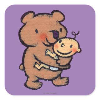 Leslie Patricelli Big Brown Bear Hug Square Sticker