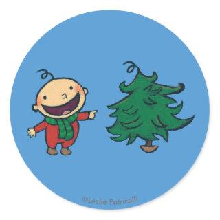 Leslie Patricelli's Baby Chooses a Christmas Tree Classic Round Sticker