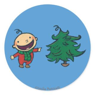 Leslie Patricelli's Baby Chooses a Christmas Tree Classic Round Sticker