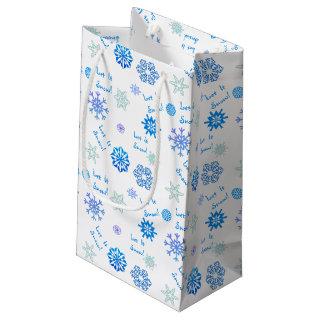 Let It Snow Blue Pick Your Own Color Background Small Gift Bag