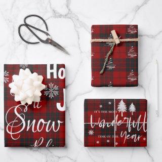 Let It Snow Red Plaid Merry Christmas Quote Gift  Sheets