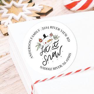 Let it Snow Snowman Winter Address Label Sticker