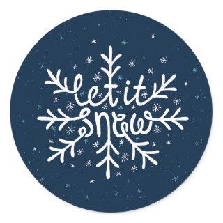 Let It Snow Type Design Classic Round Sticker