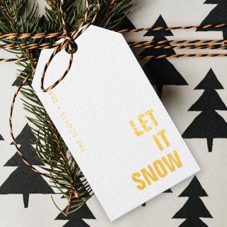 Let it Snow | White and Gold Minimal Christmas Foil Gift Tags