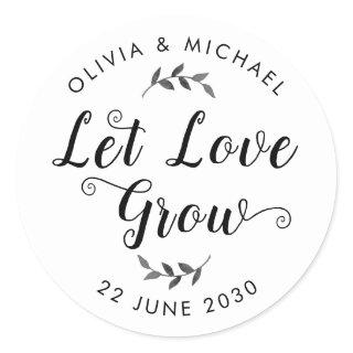 Let Love Grow Wedding Seed Packet Botanical Simple Classic Round Sticker