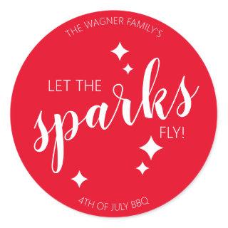 Let the Sparks Fly 4th of July Sparkler Red Classic Round Sticker