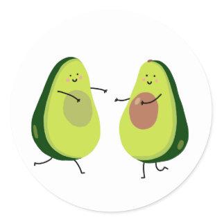 LET'S AVOCUDDLE, AVOCADO DESIGN CLASSIC ROUND STICKER