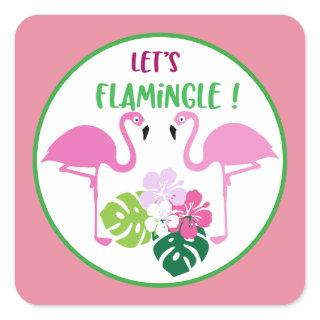 Let's Flamingle words Beach sticker