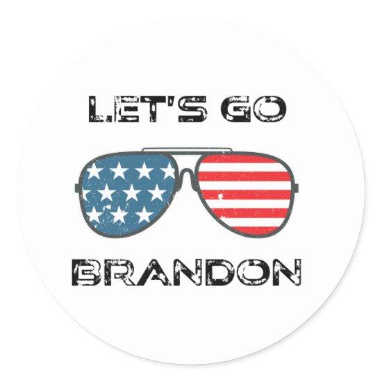 Let's Go Brandon Funny Biden Chant Flag Classic Round Sticker