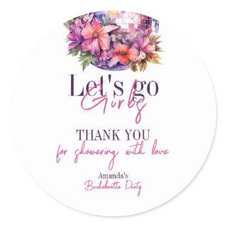 Let's Go Girls Pink Last Disco Bachelorette Party Classic Round Sticker