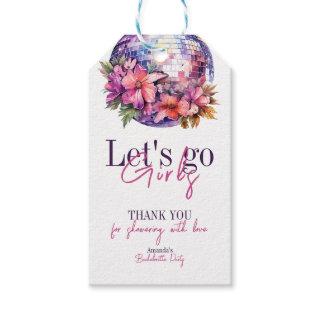 Let's Go Girls Pink Last Disco Bachelorette Party Gift Tags