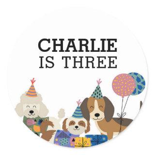 Lets Pawty Dog Puppy Birthday Party Classic Round Sticker