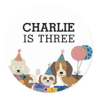 Lets Pawty Dog Puppy Birthday Party Classic Round Sticker