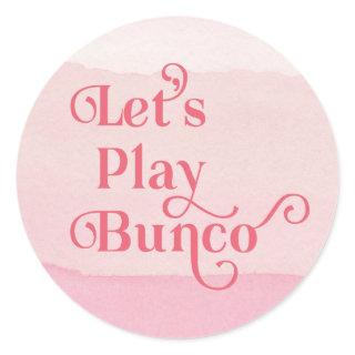 Let's Play Bunco Pink Modern Classic Round Sticker