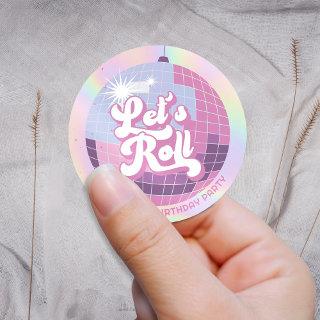 Let's Roll Fun Retro Roller Skating Girls Birthday Classic Round Sticker