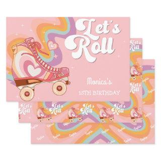Let's roll retro roller skate birthday  sheets