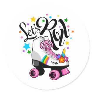 Let's Roll Unicorn Roller skate  Classic Round Sticker