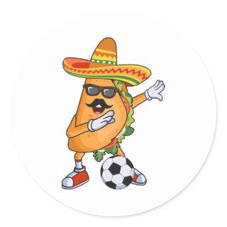 Let's Taco Bout Soccer Dabbing Taco Cinco de Mayo  Classic Round Sticker