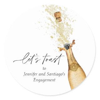 Let's Toast Couples Engagement Party Classic Round Sticker