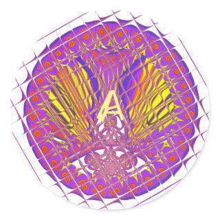 Letter A, Colorful logo text design Classic Round Sticker