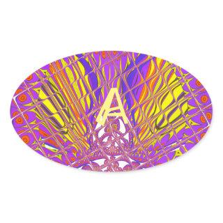 Letter A, Colorful logo text design Oval Sticker