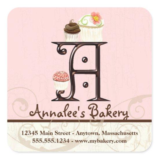 Letter A Monogram Cupcake Logo Business Stickers