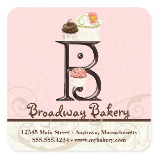 Letter B Monogram Cupcake Logo Business Stickers