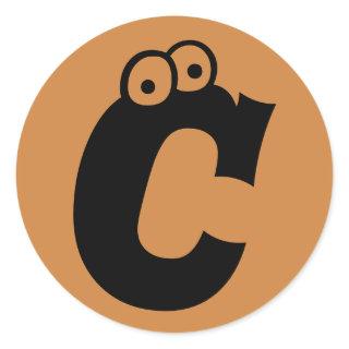 Letter C Eyeballs Alphabet by Janz Peru Gold Classic Round Sticker