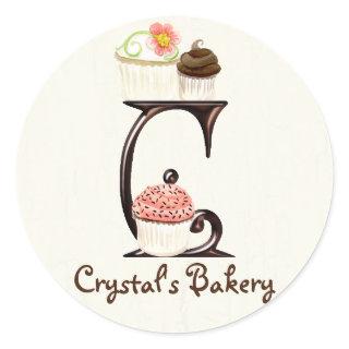 Letter C Monogram Cupcake Logo Business Stickers