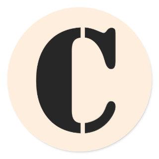 Letter C Stencil Alphabet by Janz Antique White Classic Round Sticker